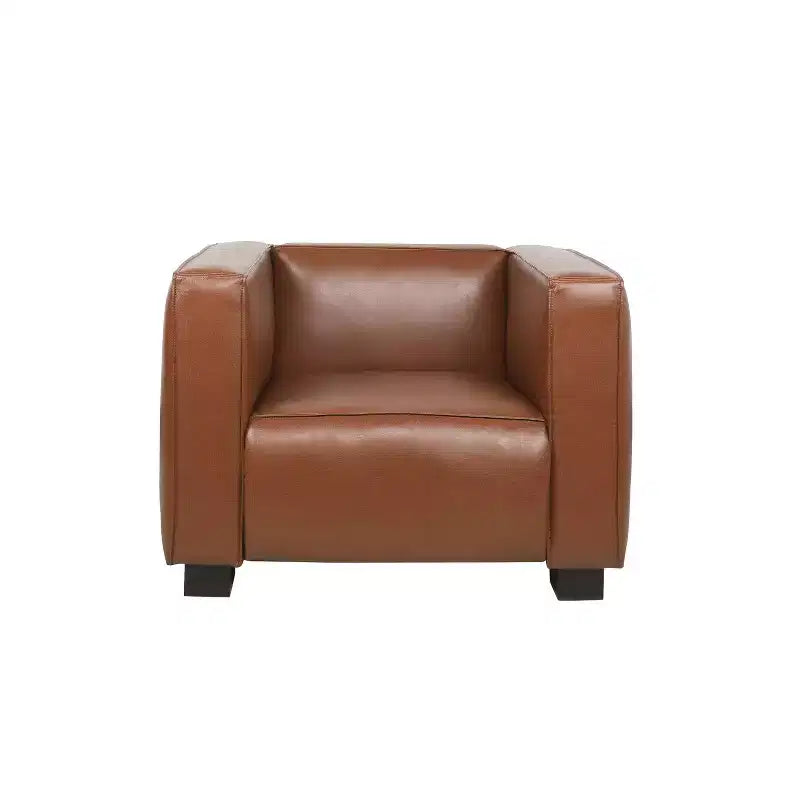 Fauteuil Club Contemporain en Similicuir – Design Tuxedo, Pieds en Bois de Bouleau, Capacité 136 kg