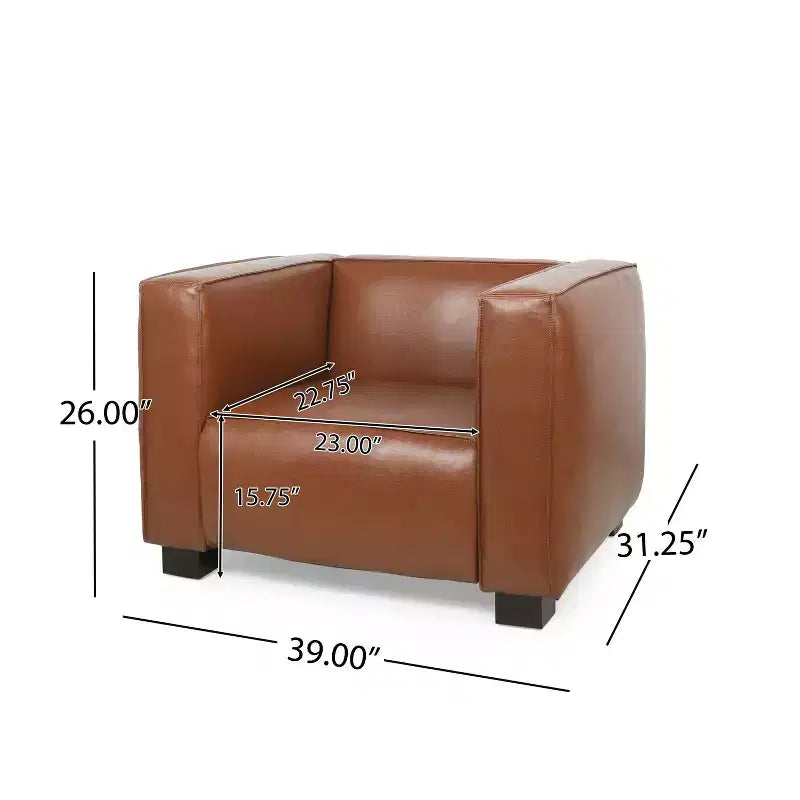 Fauteuil Club Contemporain en Similicuir – Design Tuxedo, Pieds en Bois de Bouleau, Capacité 136 kg