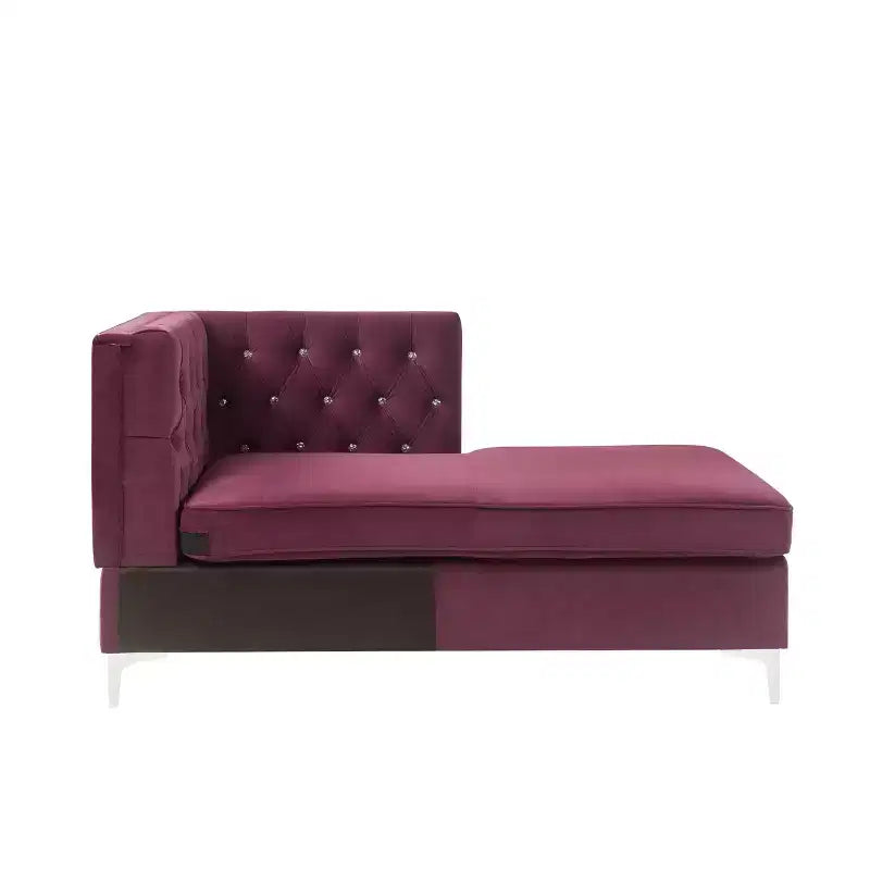 34" Jaszira Chaise Lounge Burgundy Velvet - Acme Furniture: Elegant Nailhead Trim, Wood Frame, No Assembly Required