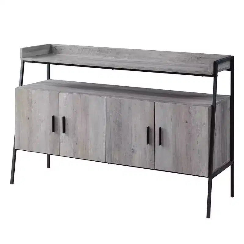 Acme Furniture 52" Samiya TV Stand for TVs up to 50" Gray Oak/Black Finish: Media Console with Open Back & Doors
