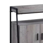 Meuble TV industriel de 52 po – Chêne gris et noir, 4 portes, étagère ouverte, convient aux téléviseurs jusqu'à 50 po