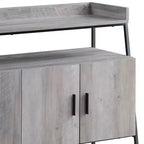 Meuble TV industriel de 52 po – Chêne gris et noir, 4 portes, étagère ouverte, convient aux téléviseurs jusqu'à 50 po
