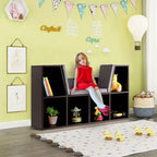 Étagère de rangement 6 cases pour enfants avec coussin de coin lecture – Marron, capacité de 50 kg