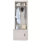Porte-manteau rustique avec banc de rangement pour chaussures – Patère, 6 crochets, étagères de rangement