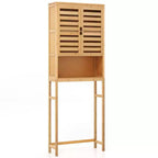 Meuble de rangement en bambou au-dessus des toilettes – Étagère haute de salle de bain, gain de place