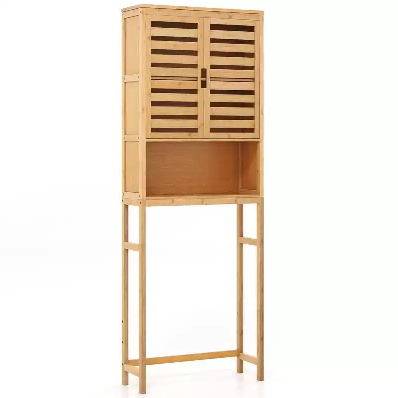 Meuble de rangement en bambou au-dessus des toilettes – Étagère haute de salle de bain, gain de place