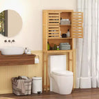 Meuble de rangement en bambou au-dessus des toilettes – Étagère haute de salle de bain, gain de place