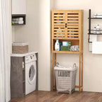 Meuble de rangement en bambou au-dessus des toilettes – Étagère haute de salle de bain, gain de place