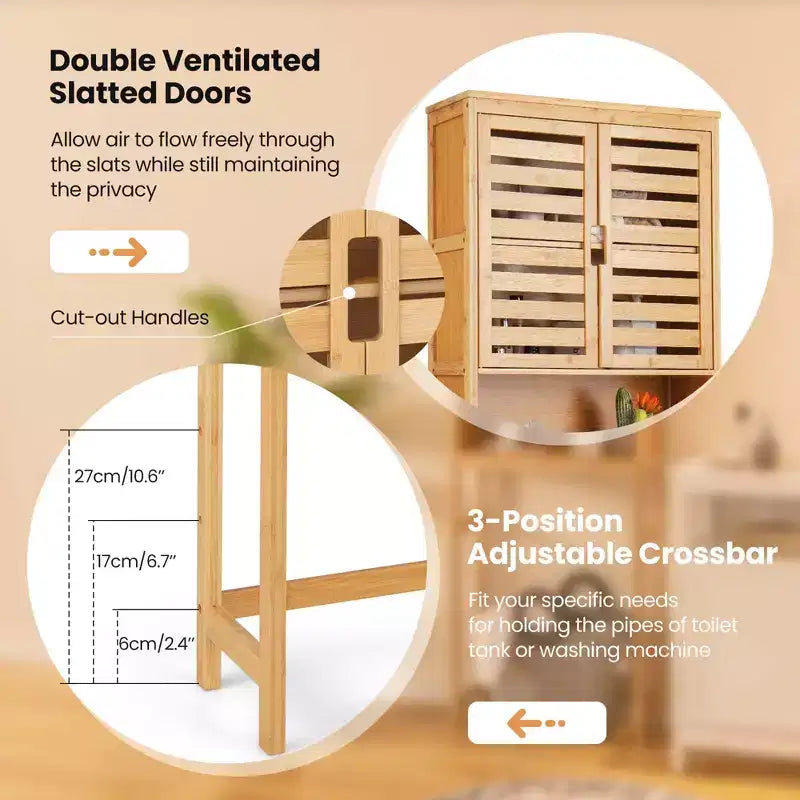 Meuble de rangement en bambou au-dessus des toilettes – Étagère haute de salle de bain, gain de place