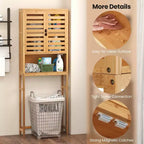 Meuble de rangement en bambou au-dessus des toilettes – Étagère haute de salle de bain, gain de place