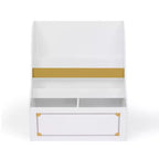 Bibliothèque pour enfants en bois avec bacs de rangement – Blanc et or, 2 étagères, 3 ans et +