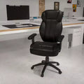 Fauteuil de bureau ergonomique à dossier haut – Cuir synthétique, Bouton de réglage lombaire, Accoudoirs réglables, 113 kg