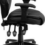 Fauteuil de bureau ergonomique à dossier haut – Cuir synthétique, Bouton de réglage lombaire, Accoudoirs réglables, 113 kg