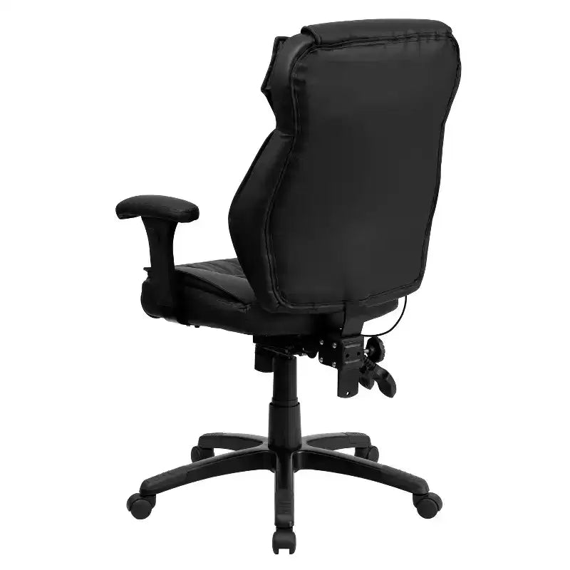 Fauteuil de bureau ergonomique à dossier haut – Cuir synthétique, Bouton de réglage lombaire, Accoudoirs réglables, 113 kg