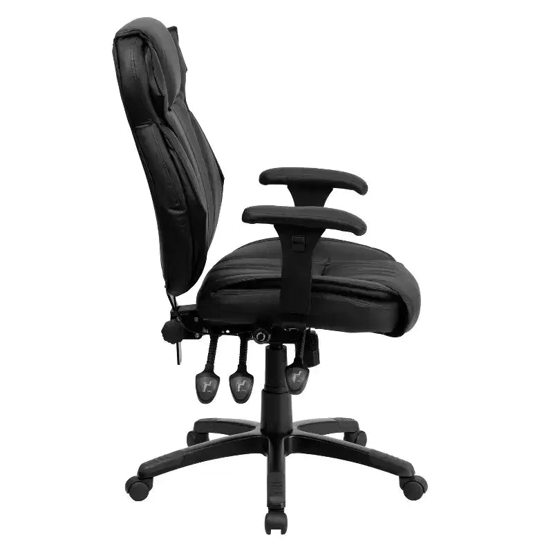 Fauteuil de bureau ergonomique à dossier haut – Cuir synthétique, Bouton de réglage lombaire, Accoudoirs réglables, 113 kg