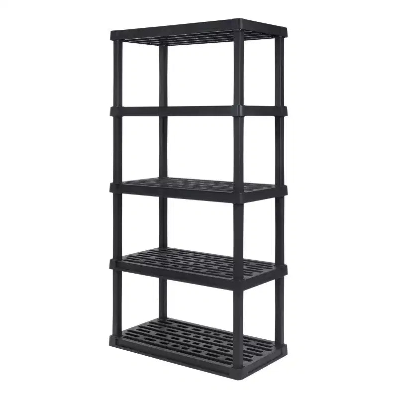 Étagère de rangement utilitaire robuste en plastique à 5 niveaux – Noir, 45 kg par étagère, aucun assemblage requis