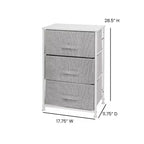 Commode de rangement verticale à 3 tiroirs – Dessus en bois, tiroirs en tissu, cadre en métal