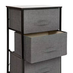 Commode de rangement verticale à 3 tiroirs – Dessus en bois, tiroirs en tissu, cadre en métal
